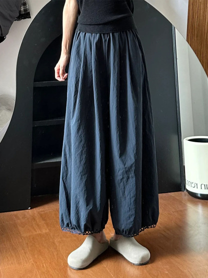 「身長145～160cm向け」小柄さん向け細見えハイウエストワイドバルーンパンツ-Sodemai