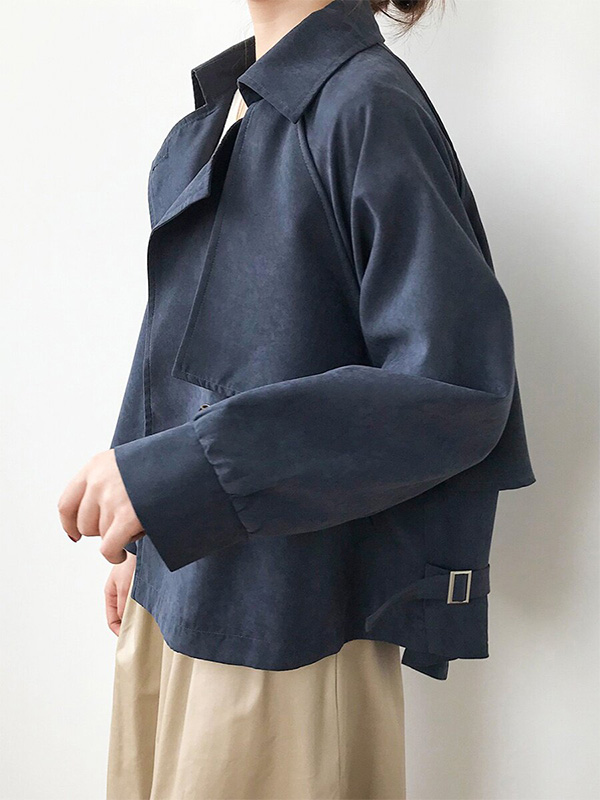 小柄さん向けレトロ風ゆったりショート丈ワークジャケット