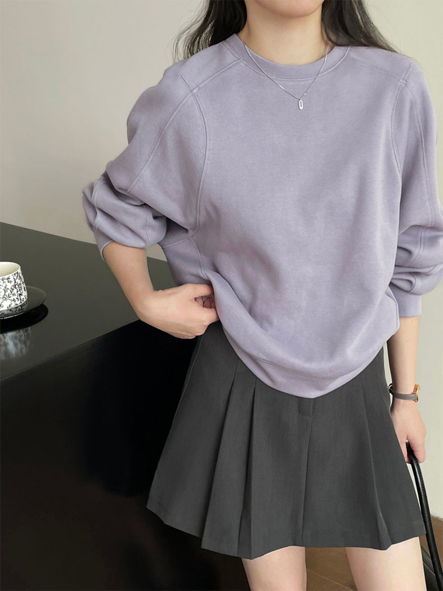 ゆったりショート丈クルーネックスウェット-Sodemai