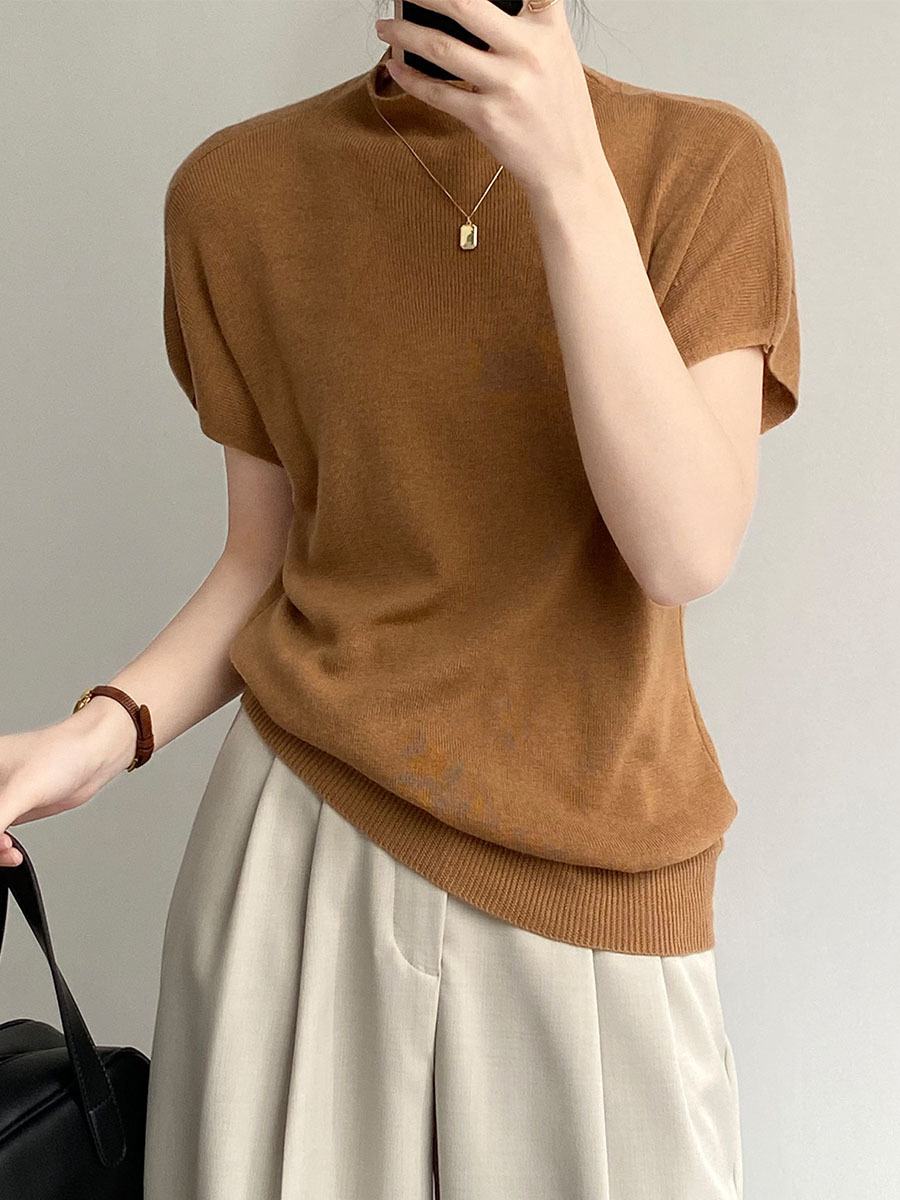 春秋ニットモックネックTシャツ-Sodemai