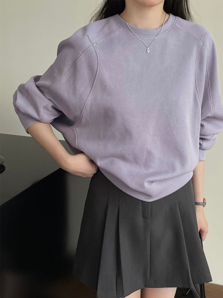 ゆったりショート丈クルーネックスウェット-Sodemai