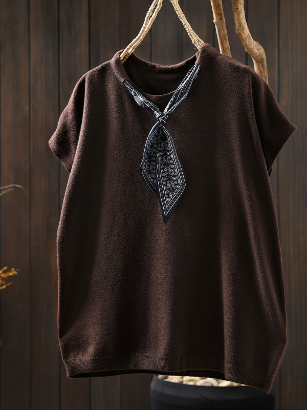 新作スカーフタイ若見え ノースリーブTシャツトップス