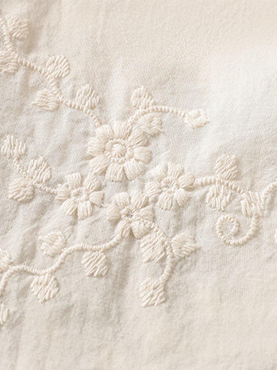初秋用レトロフリル刺繍ジャカードカジュアルシャツ-Sodemai