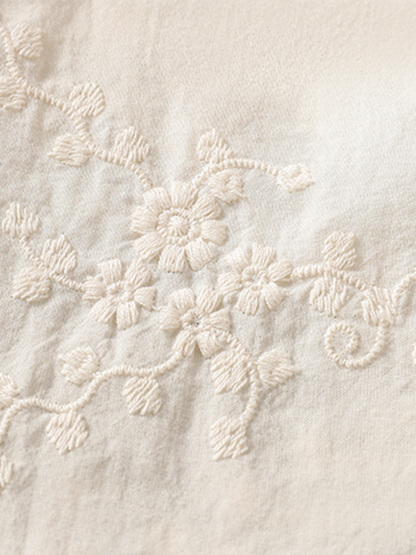 初秋用レトロフリル刺繍ジャカードカジュアルシャツ-Sodemai