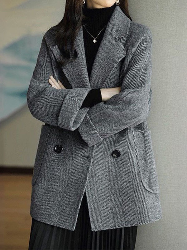 小柄さん向け秋冬用厚手ミディアムロング丈ラシャコート-Sodemai