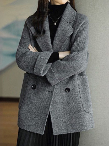 小柄さん向け秋冬用厚手ミディアムロング丈ラシャコート-Sodemai