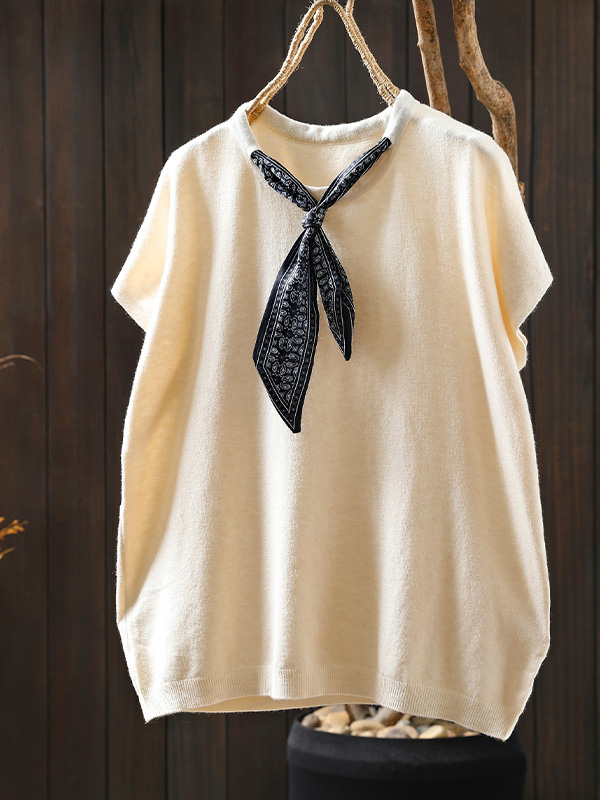 新作スカーフタイ若見え ノースリーブTシャツトップス