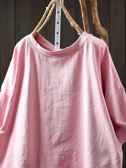 【2点7,990円】配色ロールエッジコットン100％半袖Tシャツ
