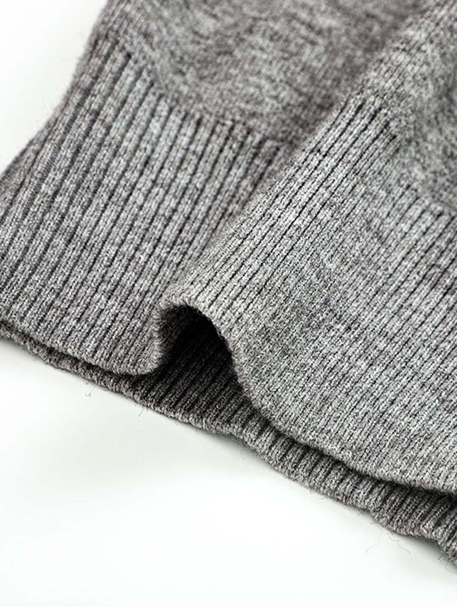 グレーソーセージ犬刺繍ニットカーディガン-Sodemai