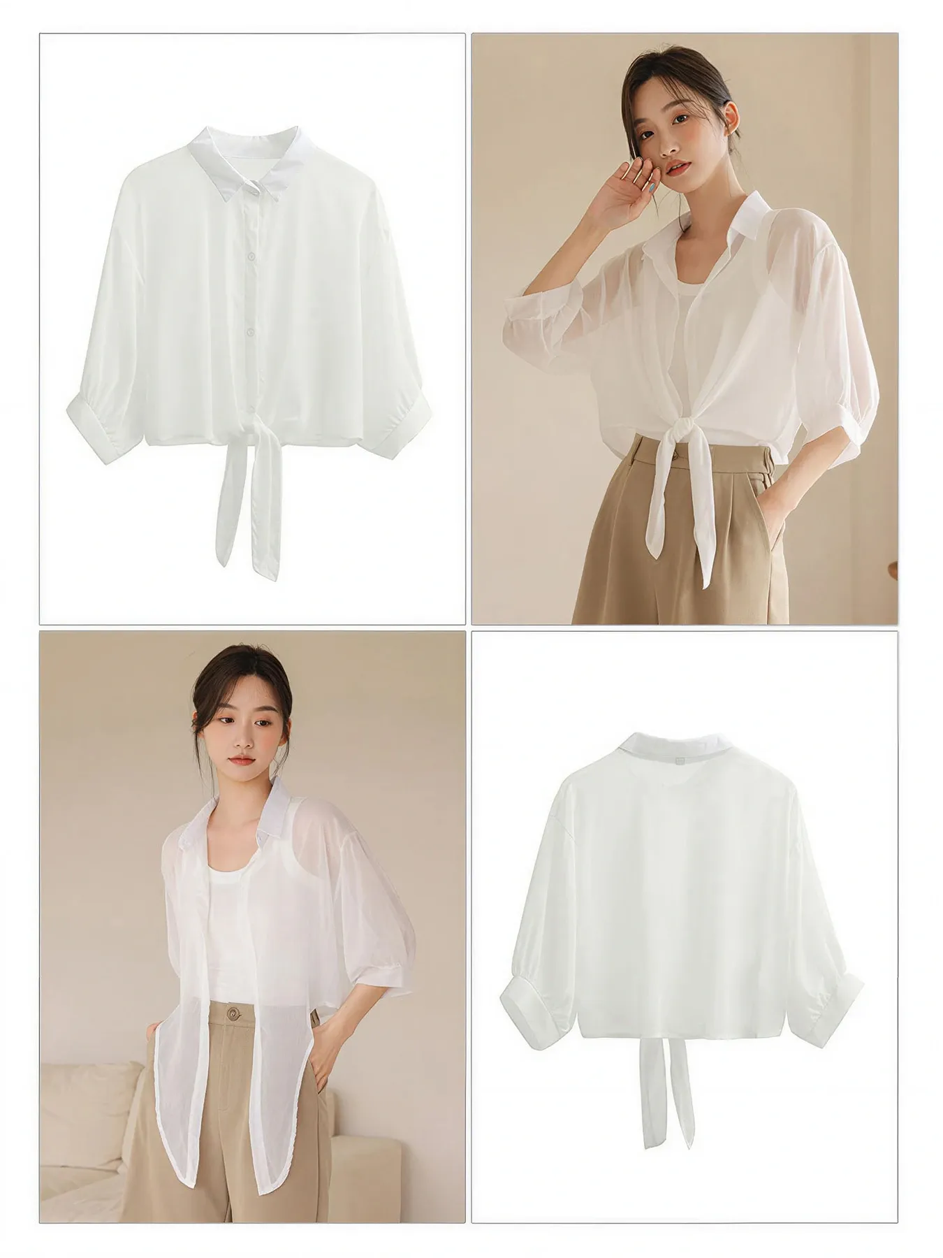 薄手日差し対策シフォン 七分袖ライトアウター