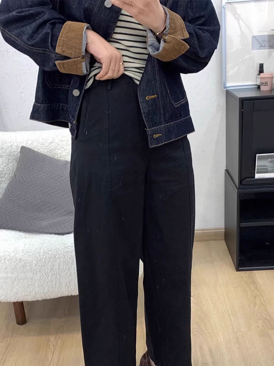 「身長145cm向け」ホワイトゆったりヒップカバー美脚デニムパンツ-Sodemai