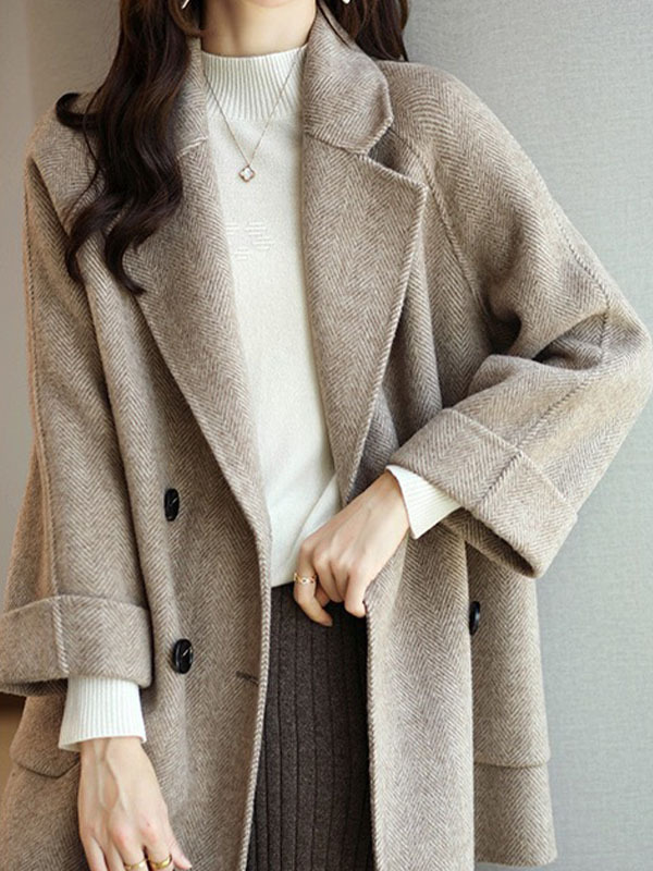 小柄さん向け秋冬用厚手ミディアムロング丈ラシャコート-Sodemai
