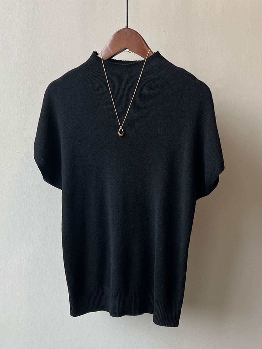 春秋ニットモックネックTシャツ-Sodemai