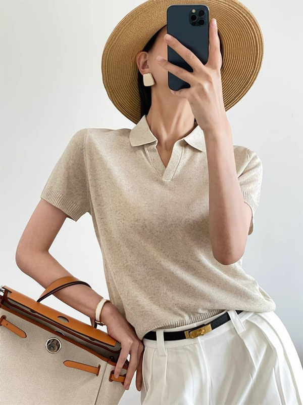 細見え効果テンセルリネン混紡ニット