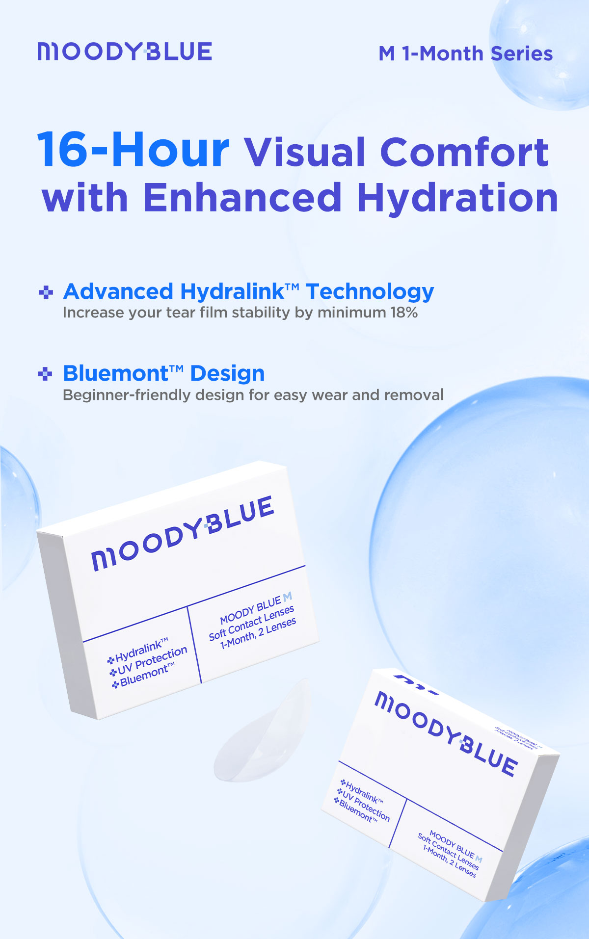moody BLUE M Series Clear Contacts | 1 Month, 2 pcs