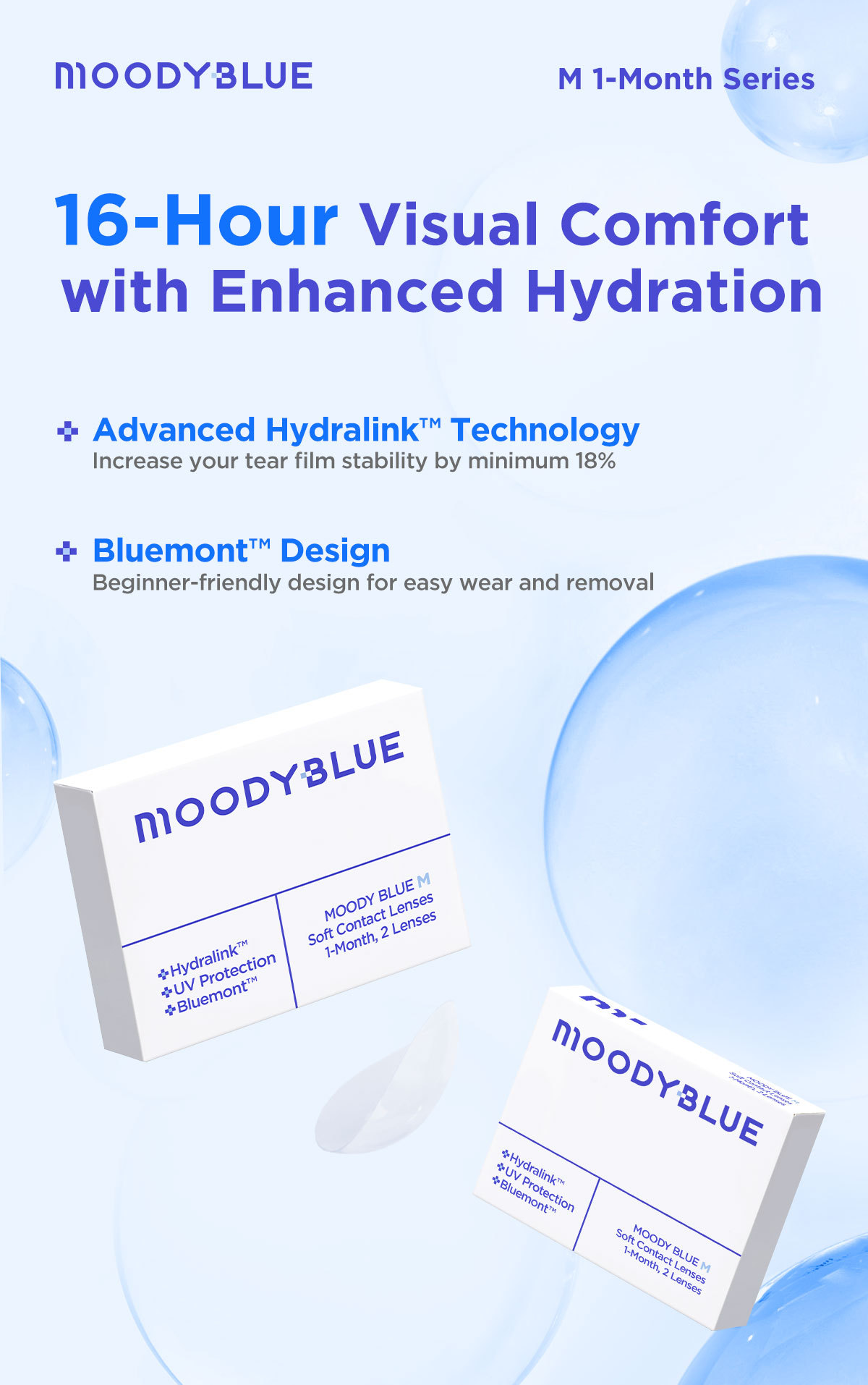 moody BLUE M Series Clear Contacts | 1 Month, 2 pcs