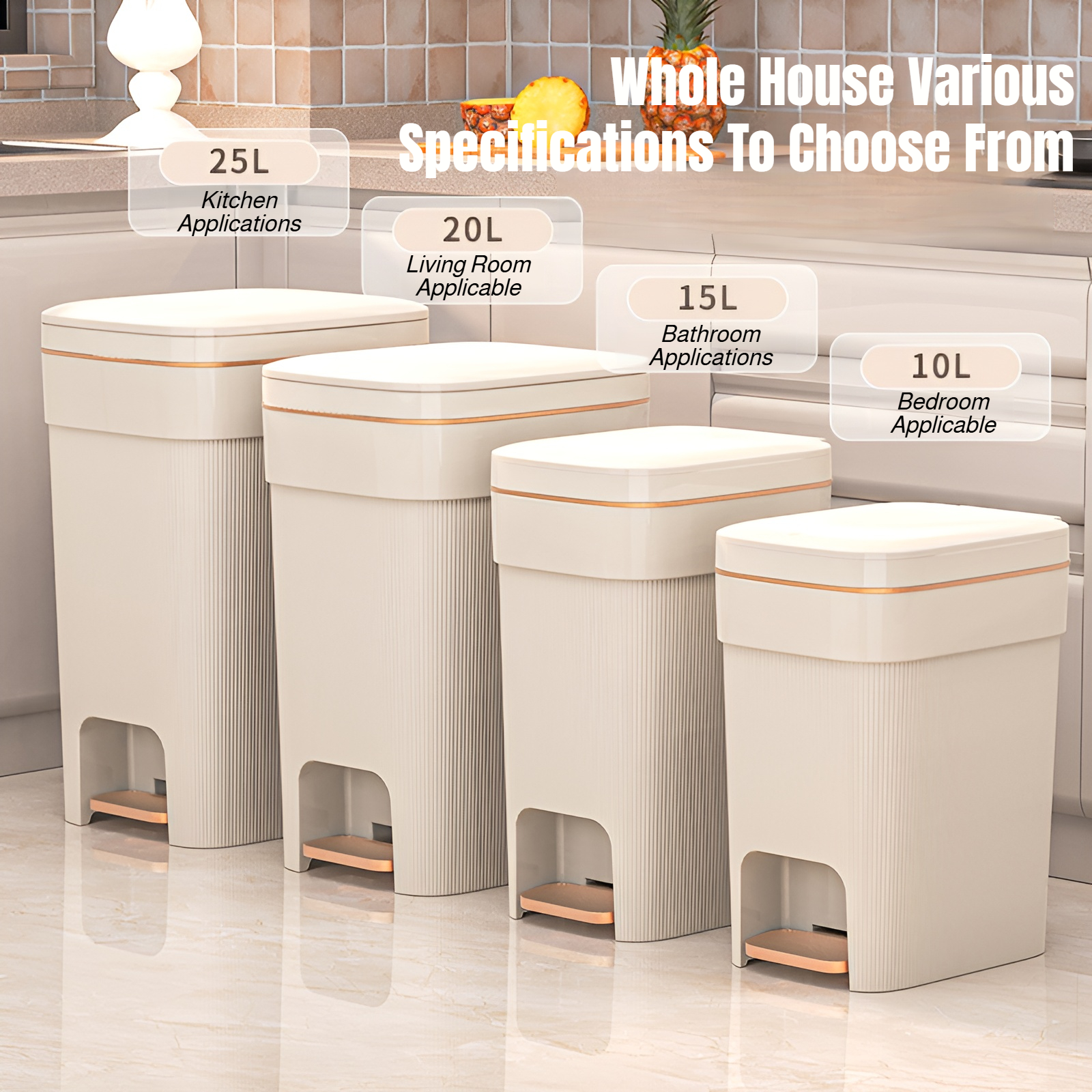 Household kitchen trash can vertical pattern large capacity trash can living room bathroom wastebask