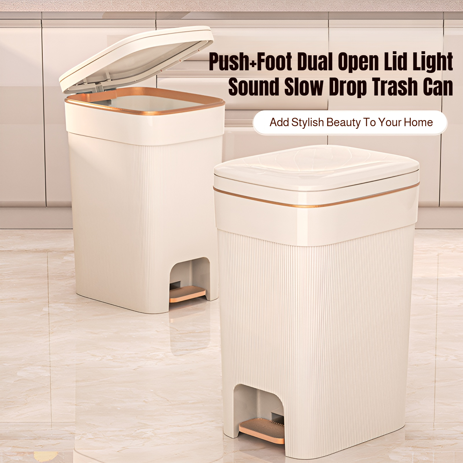 Household kitchen trash can vertical pattern large capacity trash can living room bathroom wastebask