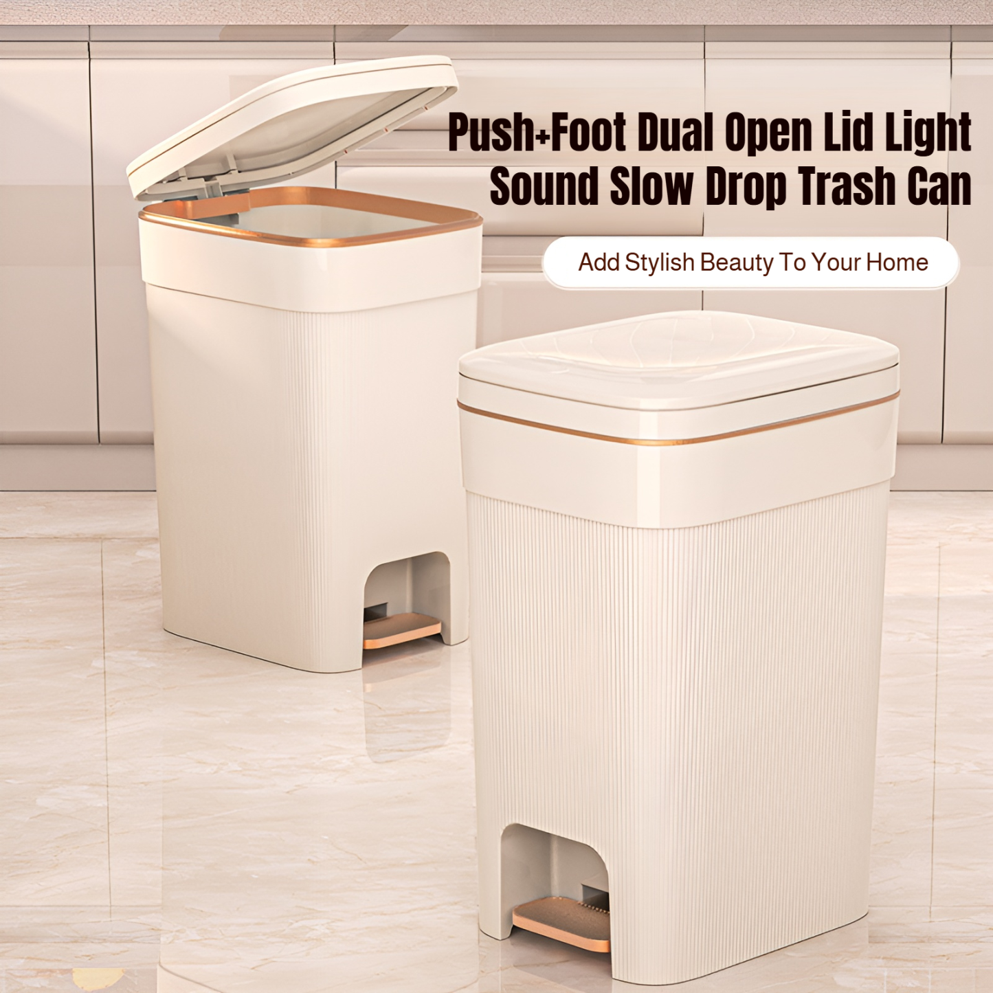 Household kitchen trash can vertical pattern large capacity trash can living room bathroom wastebask