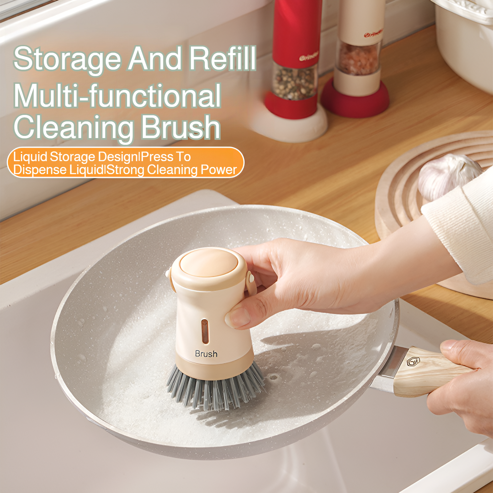 Pot brush artifact kitchen special pot brush does not stick to oil does not damage the pot multi-fun