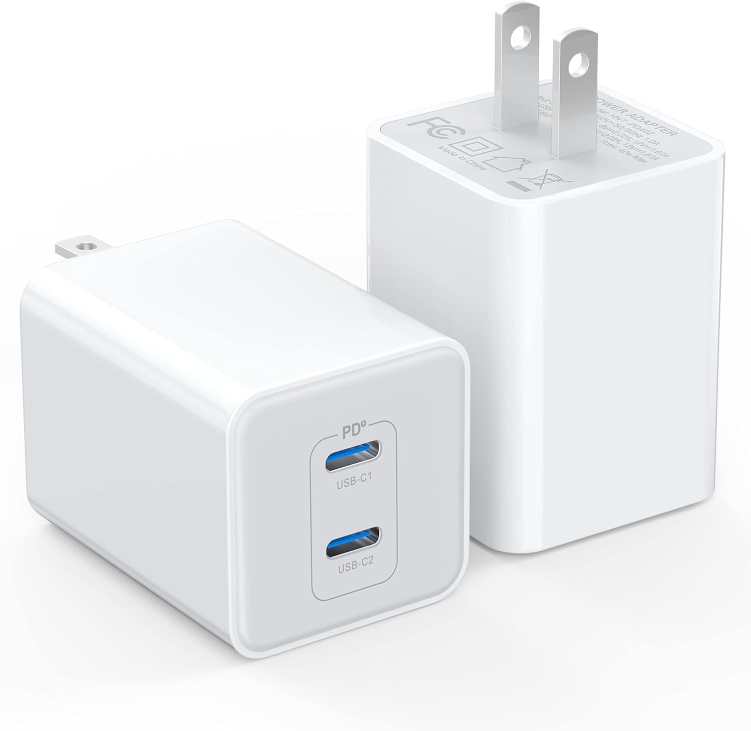 USB C Wall Charger 40W, 2 Pack Dual Port 20W PD 3.0