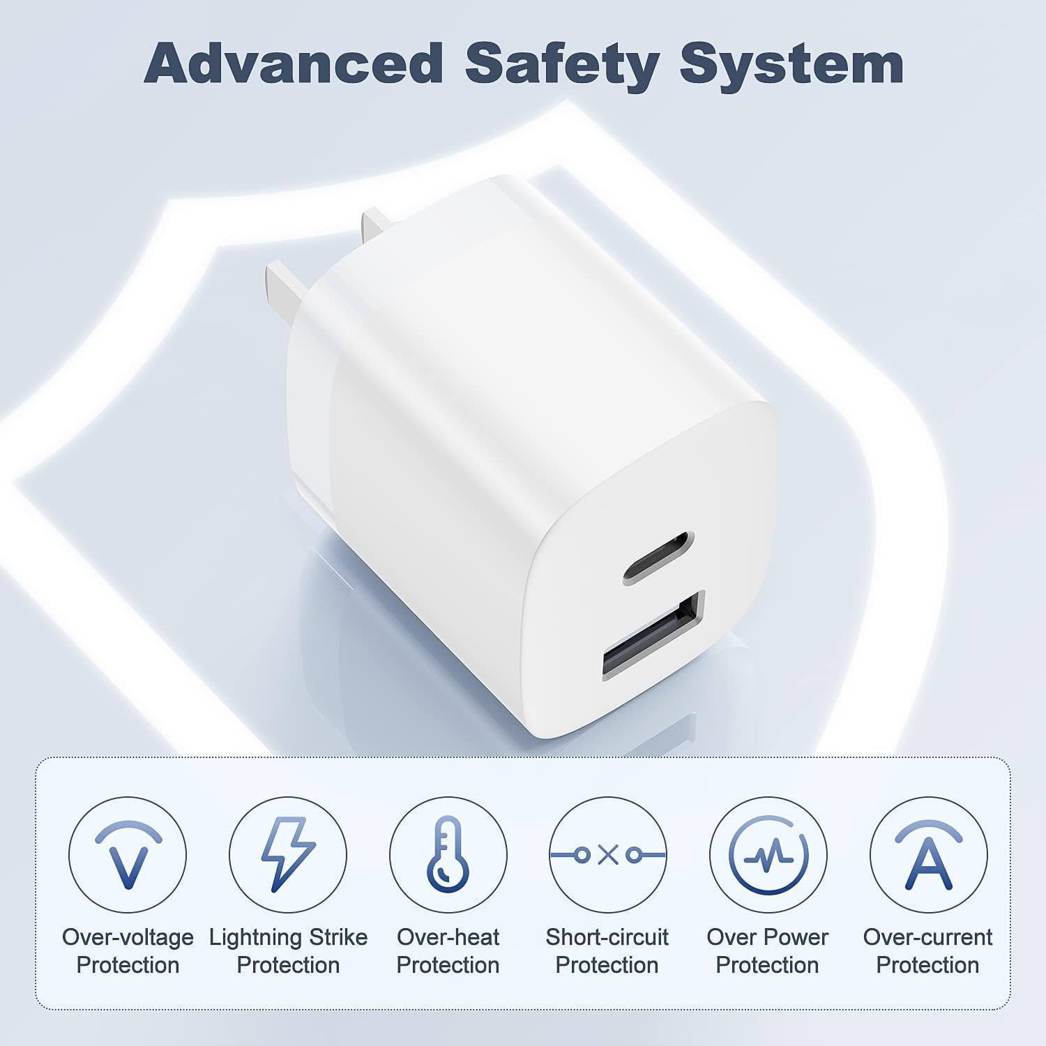 2Pack 20W Charger Block with 4Pack 6FT Lightning Cable