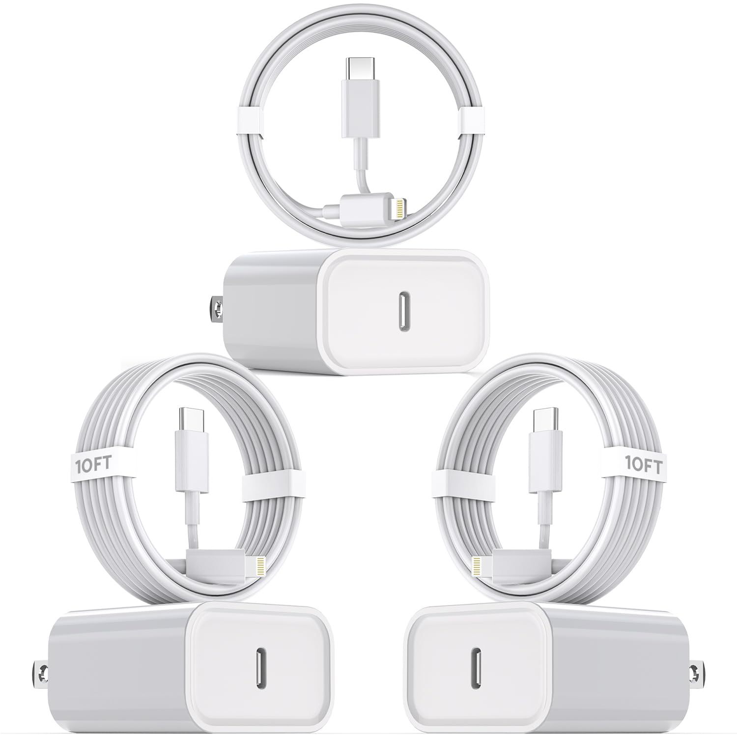10Foot Fast  Charging Cable,3-Pack