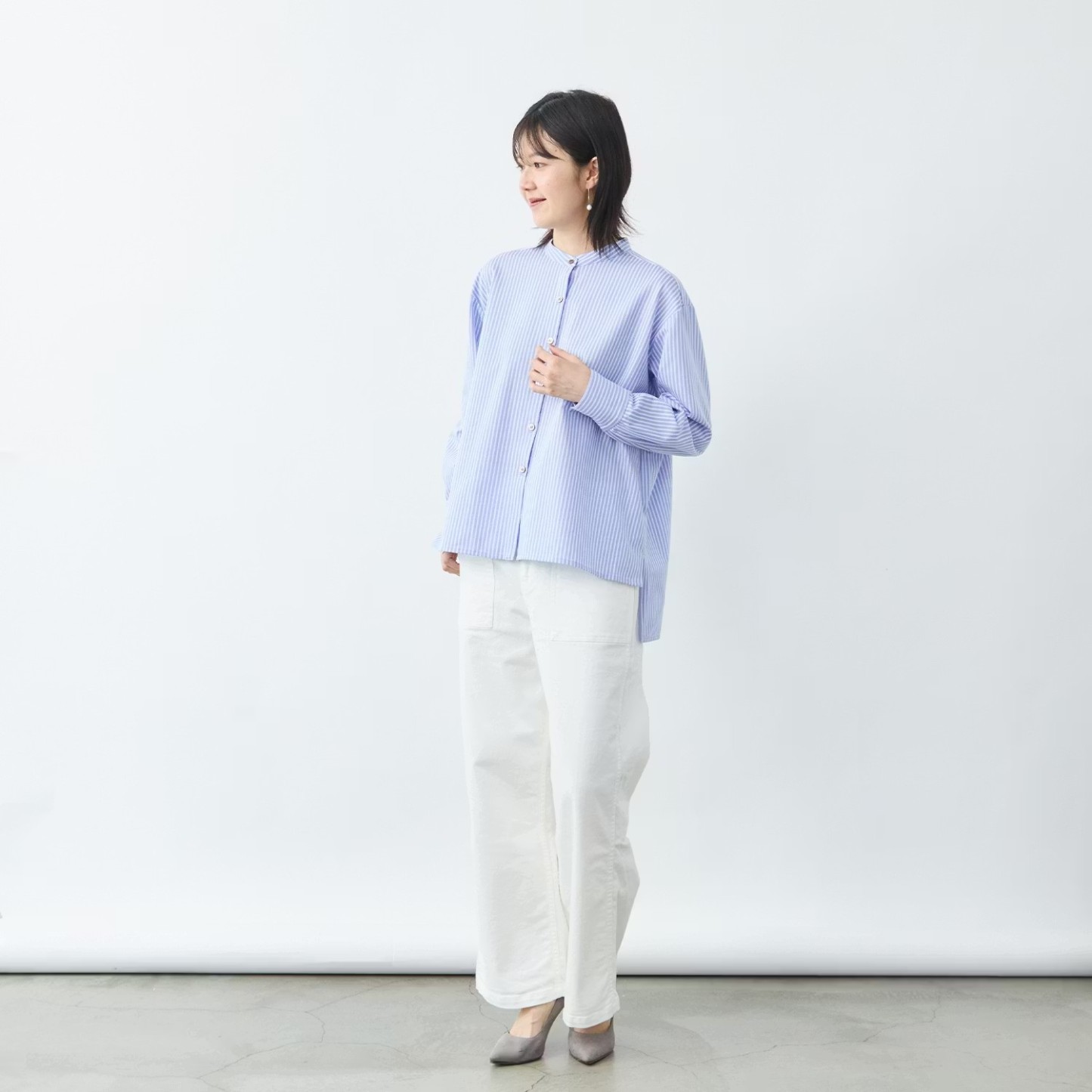 ストライプバンドカラーブラウス バランサーキュラー