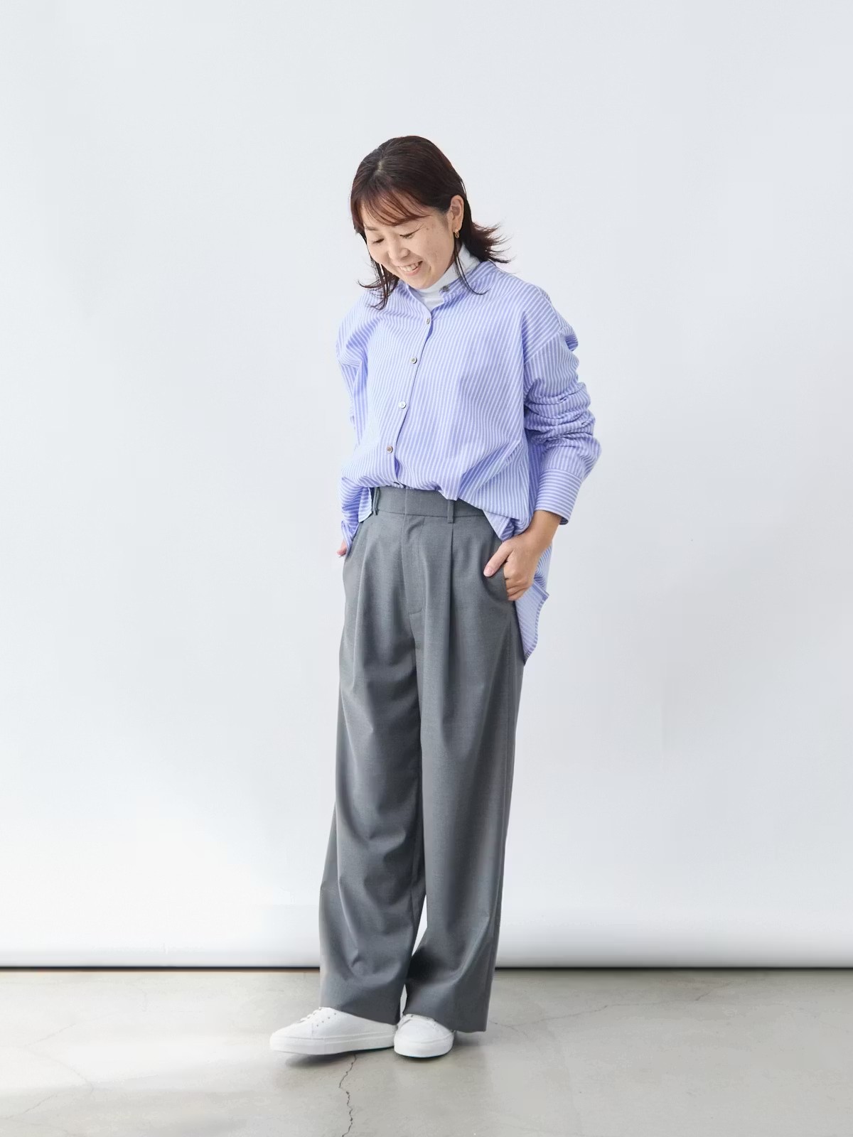 ストライプバンドカラーブラウス バランサーキュラー