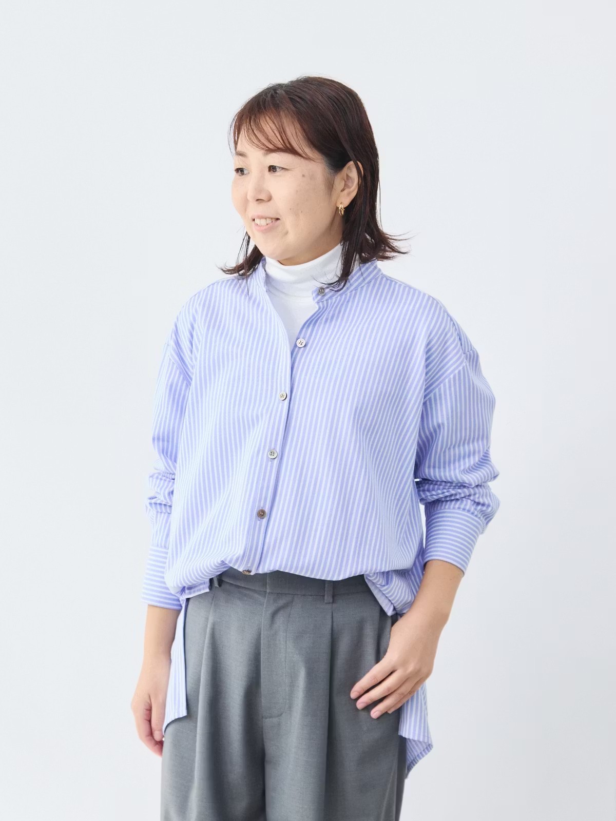 ストライプバンドカラーブラウス バランサーキュラー