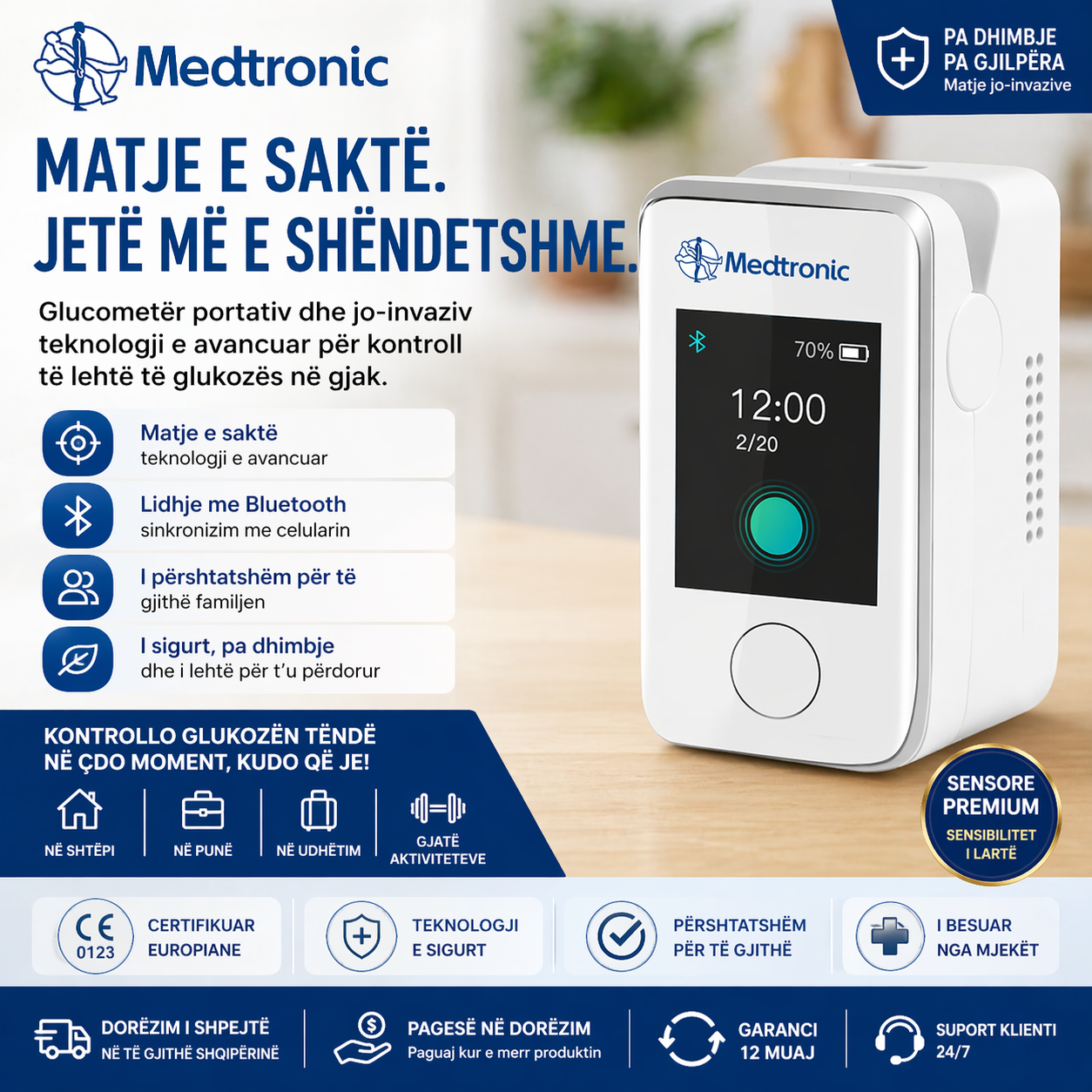 Monitori i parë portativ, jo-invaziv dhe shumëfunksional i glukozës në gjak nga Medtronic.