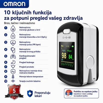 OMRON 10 u 1 neinvazivni merač glukoze u krvi – brzo merenje bez uboda, za kućnu upotrebu