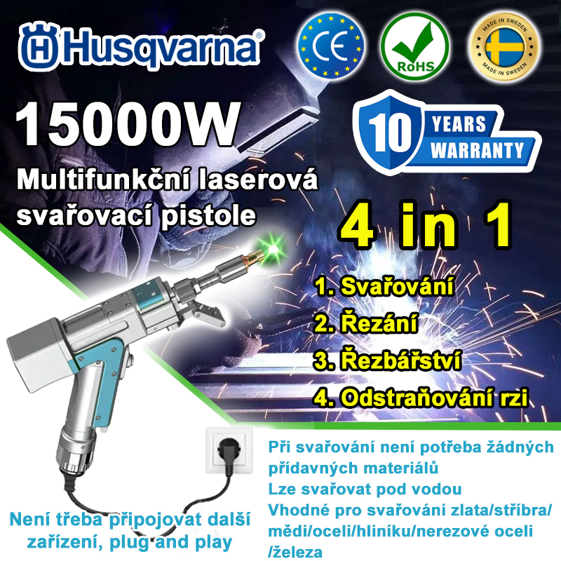 [První laserová pistole 4 v 1 na světě] Multifunkční laserová pistole Husqvarna 15000W