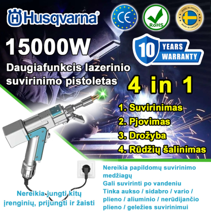  [Pirmasis pasaulyje lazerinis pistoletas keturi viename] Husqvarna 15000W daugiafunkcis lazerinis pi