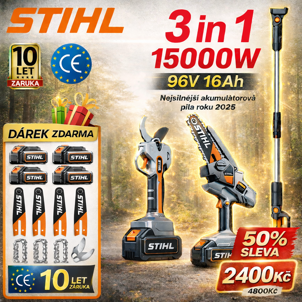 🎁Sada akumulátorové motorové pily STIHL 10 palců, 15 000 W s dlouhou rukojetí a prodloužitelným nožem na větve.🎉🎉