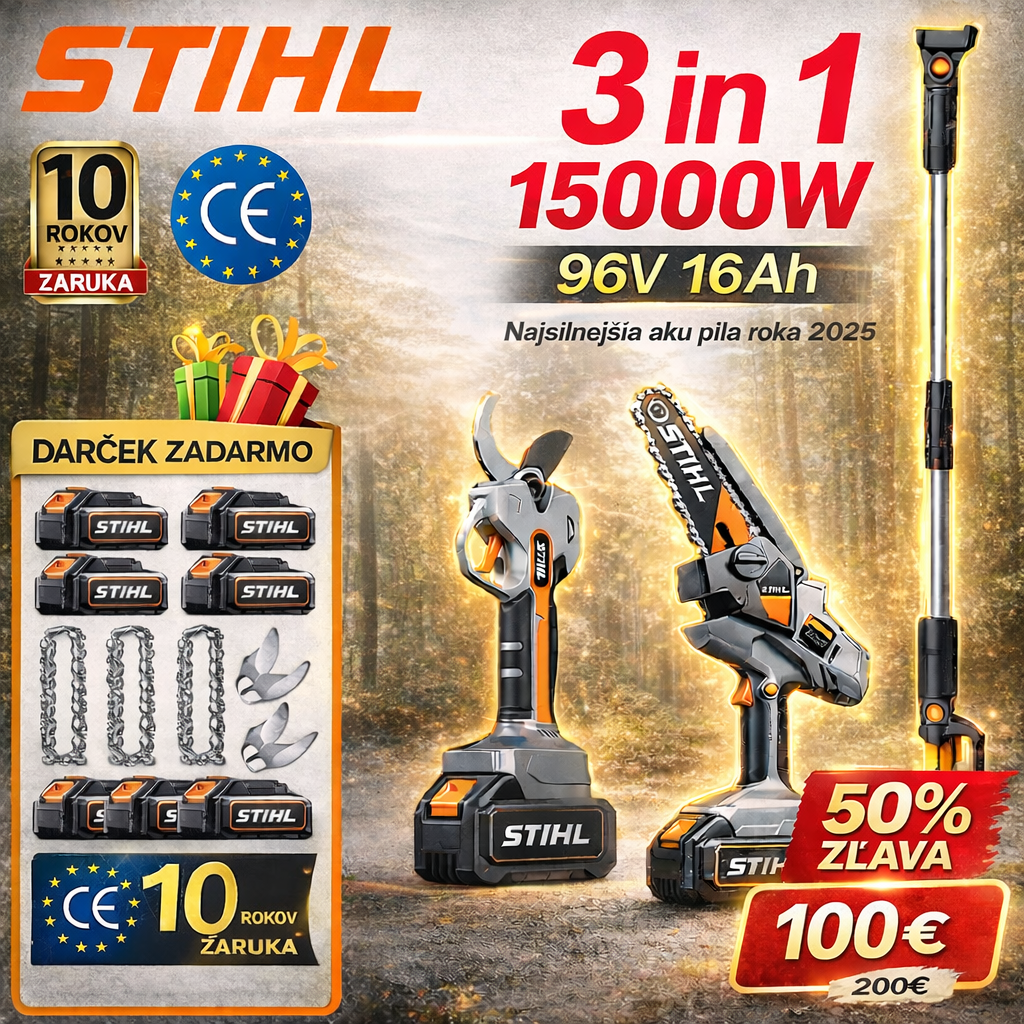 🎁Sada akumulátorovej motorovej píly STIHL 10 palcov, 15 000 W s dlhou rukoväťou a predĺžiteľným nožom na vetvy.🎉🎉