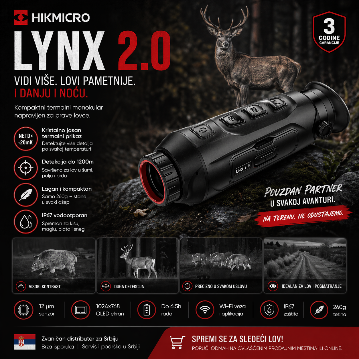 Хикмикро (HIKMICRO) LYNX 2.0 термовизијски телескоп са удаљеношћу посматрања до 1800 m.