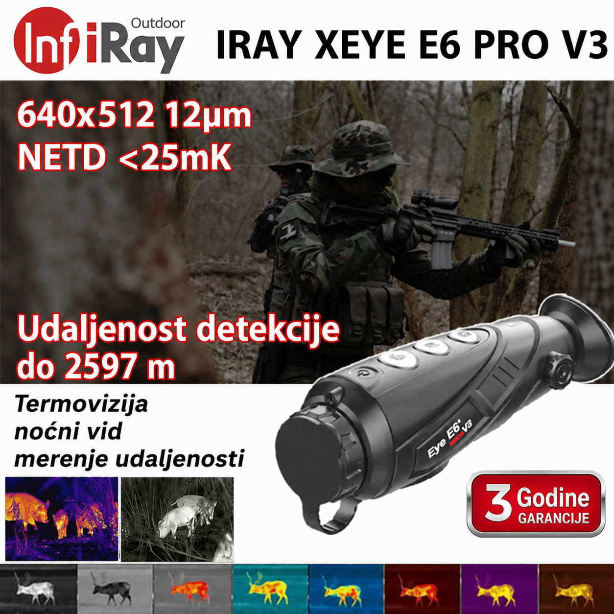 Telescópio monocular de imagem térmica Eye II E6 Plus série V3.0