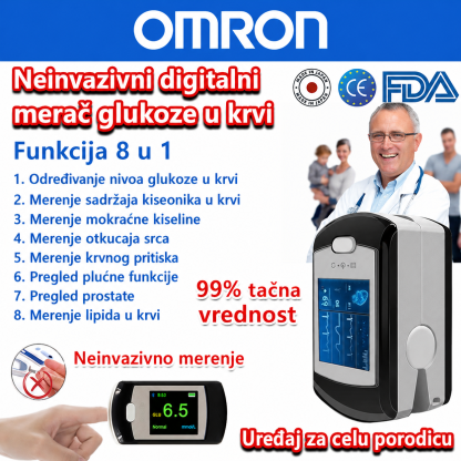 OMRON 10 u 1 neinvazivni merač glukoze u krvi – brzo merenje bez uboda, za kućnu upotrebu