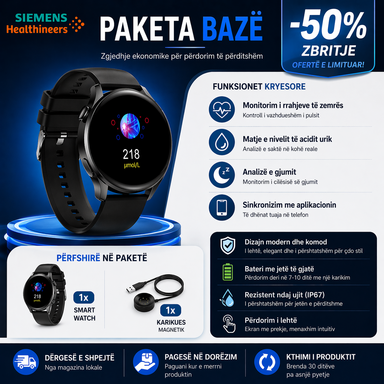 Ora e terapisë me lazer Siemens monitoron rrahjet e zemrës, presionin e gjakut dhe sheqerin në gjak.