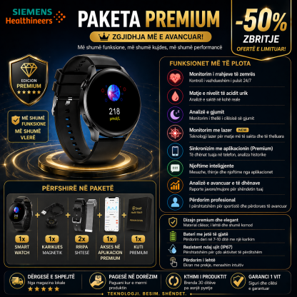 Ora e terapisë me lazer Siemens monitoron rrahjet e zemrës, presionin e gjakut dhe sheqerin në gjak.