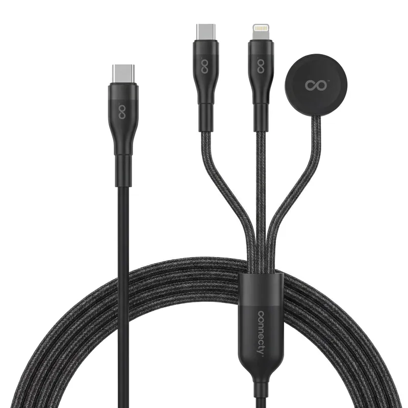 Connecty QuadLink 四合一多功能 PD100W 1.2米快充線 多合一高速耐折快充線 澳門保養
