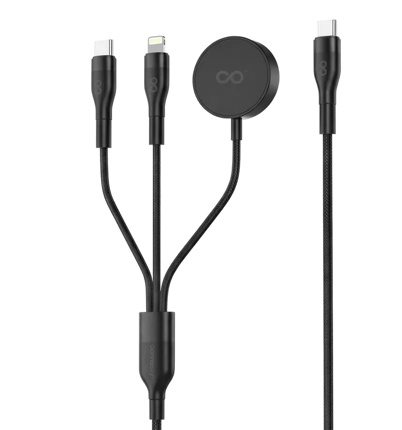 Connecty QuadLink 四合一多功能 PD100W 1.2米快充線 多合一高速耐折快充線 澳門保養