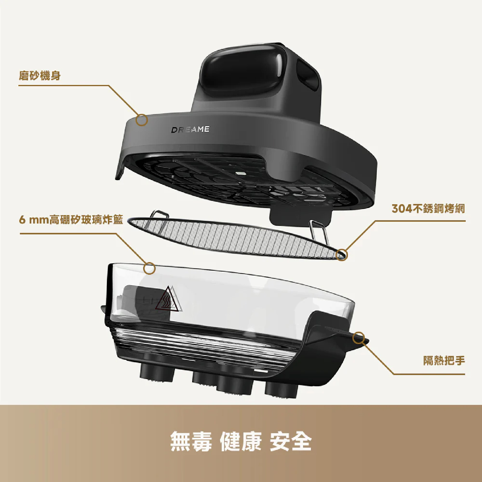Dreame 追覓 Tasti PT60 五合一便攜玻璃空氣炸鍋 雙鍋配置0塗層高硼矽玻璃360°全景可視空氣炸鍋 澳門保養