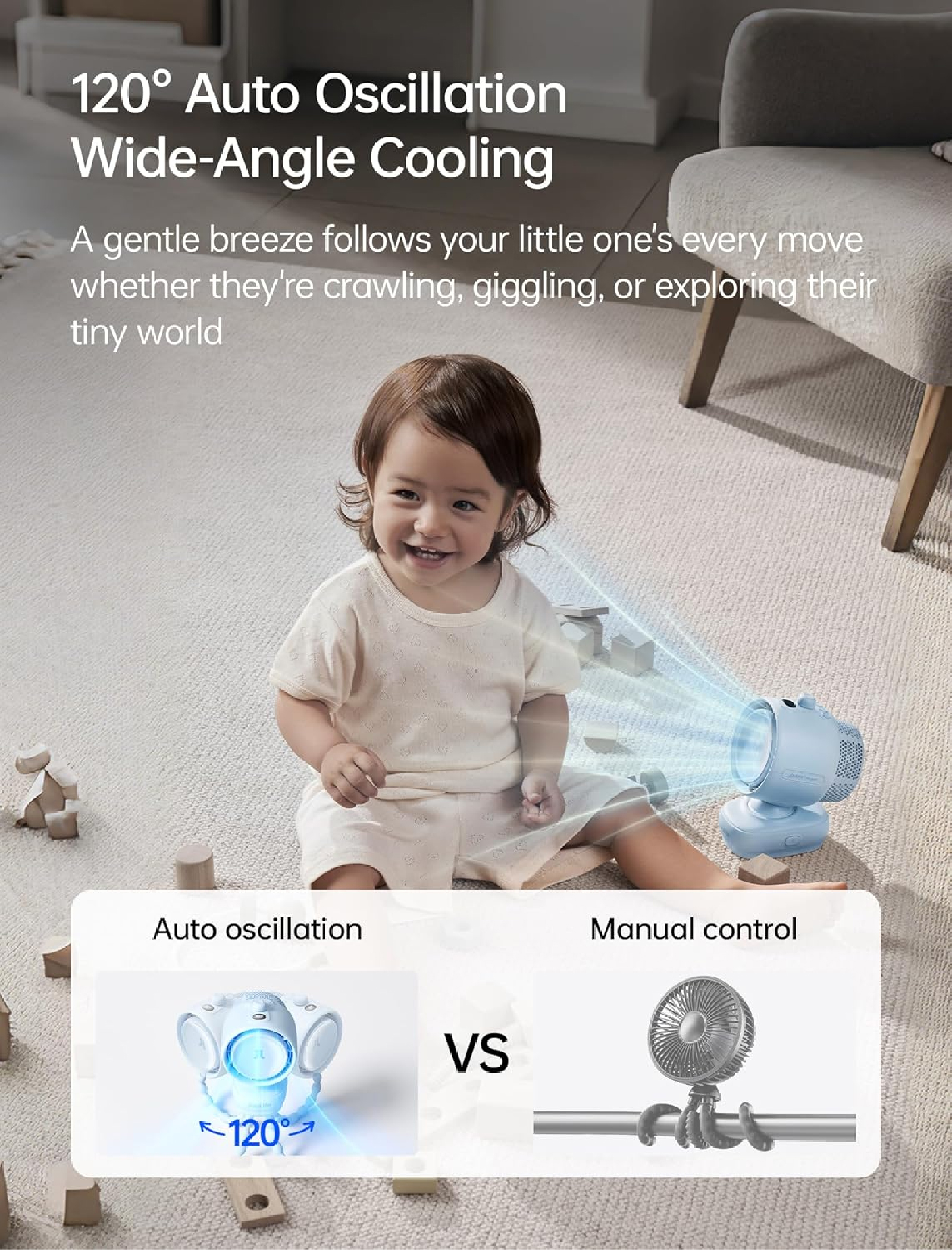 JISULIFE 幾素 Stroller Fan 3 (Octopus) 5000mAh 八爪魚支架100檔風速小夜燈嬰兒車風扇 澳門保養
