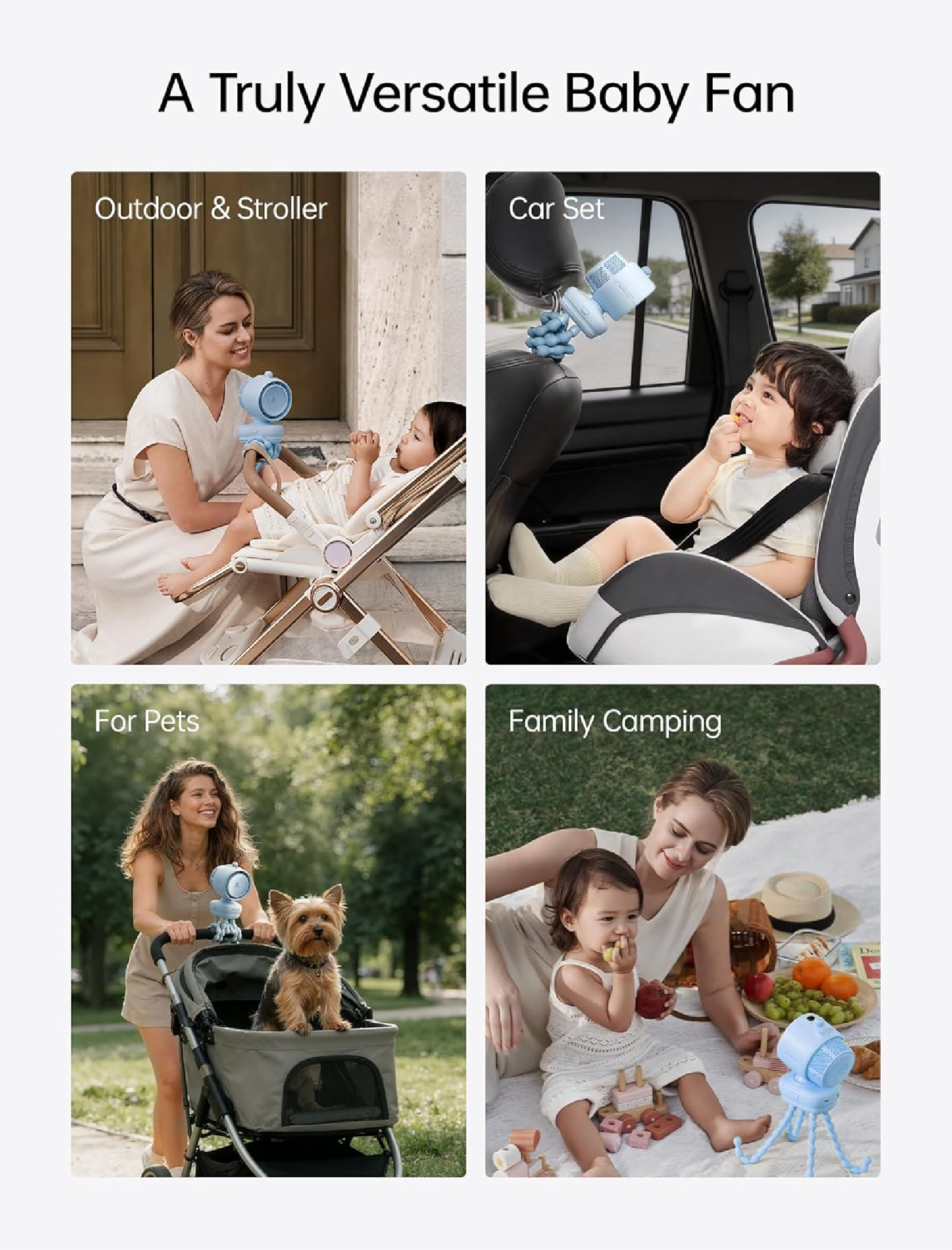 JISULIFE 幾素 Stroller Fan 3 (Octopus) 5000mAh 八爪魚支架100檔風速小夜燈嬰兒車風扇 澳門保養