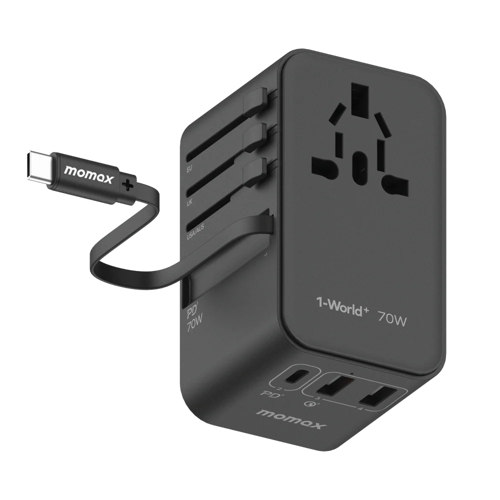 Momax 1 World Plus 70W GaN 內建快充線 旅行插座 澳門保養