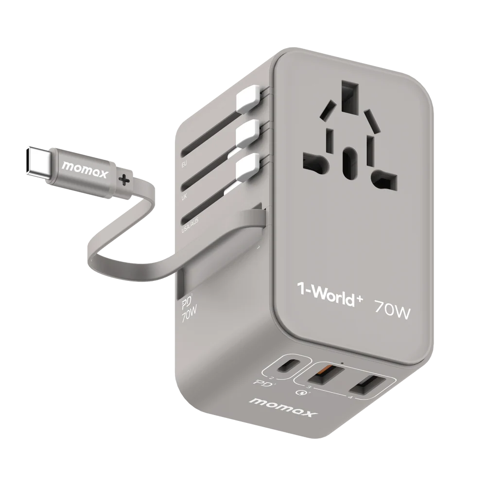 Momax 1 World Plus 70W GaN 內建快充線 旅行插座 澳門保養