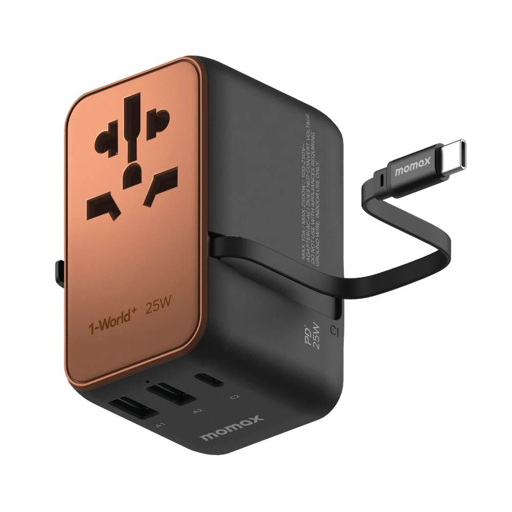 Momax 1 World Plus 25W GaN 內建快充線 旅行插座 澳門保養