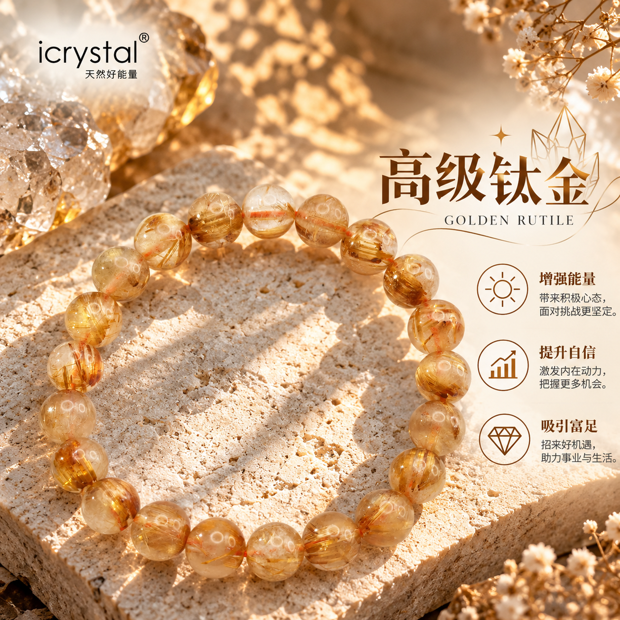 High Grade Gold Rutilated Bracelet